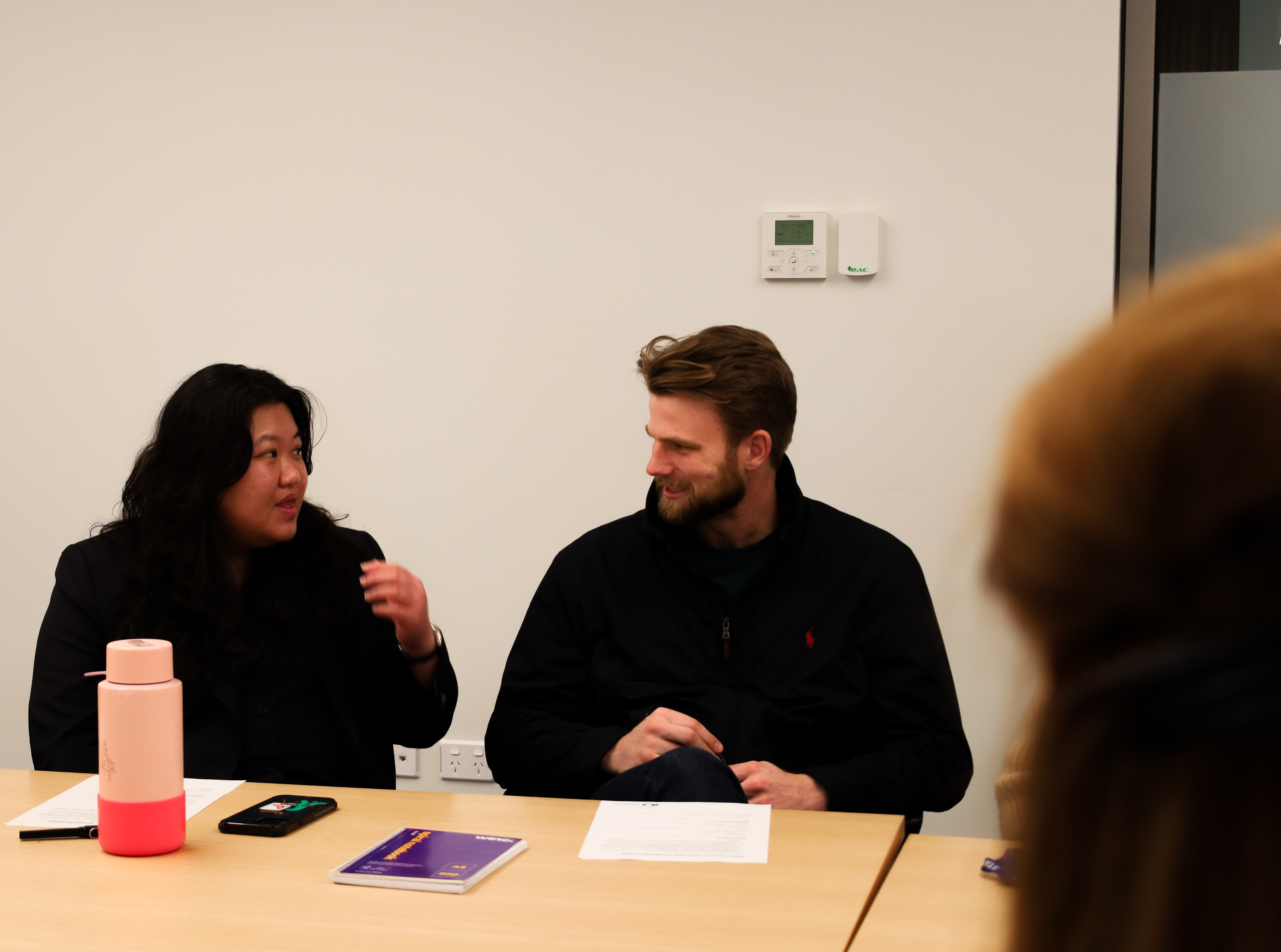 Employees discussion at a table